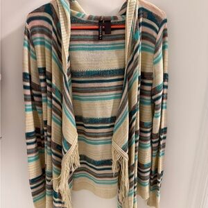 Full Tilt Multicolor Striped Hooded Cardigan